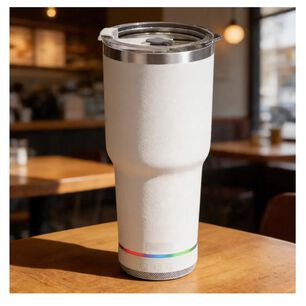 Vaso Termico 780ml Con Parlante Bluetooth Caliente Y Frio Blanco