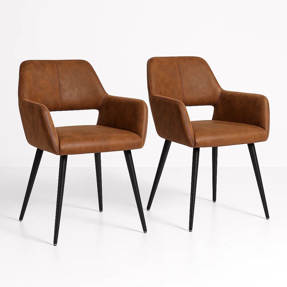 Pack De 2 Butacas Burgos Ecocuero Vintage Café Oscuro image number 0.0