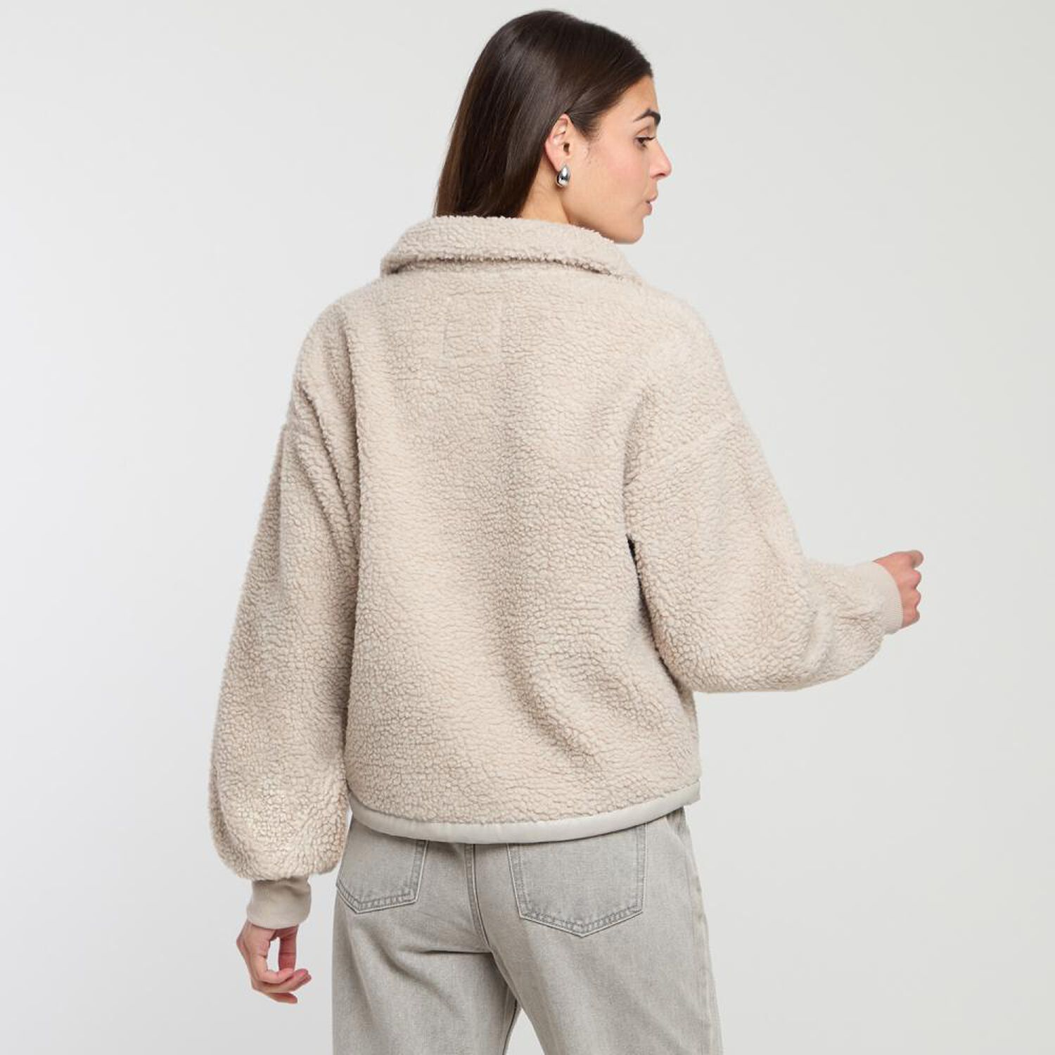 Chaqueta Micropolar Aplicaci&oacute;n Ecocuero Cuello Alto Mujer Rolly Go image number 3.0