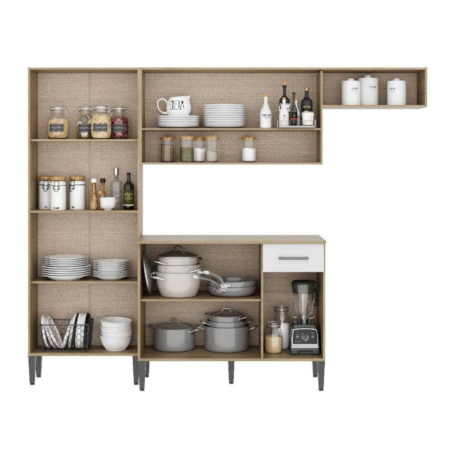 Mueble De Cocina Roca Arizona 4 M&oacute;dulos Blanco-oak image number 4.0