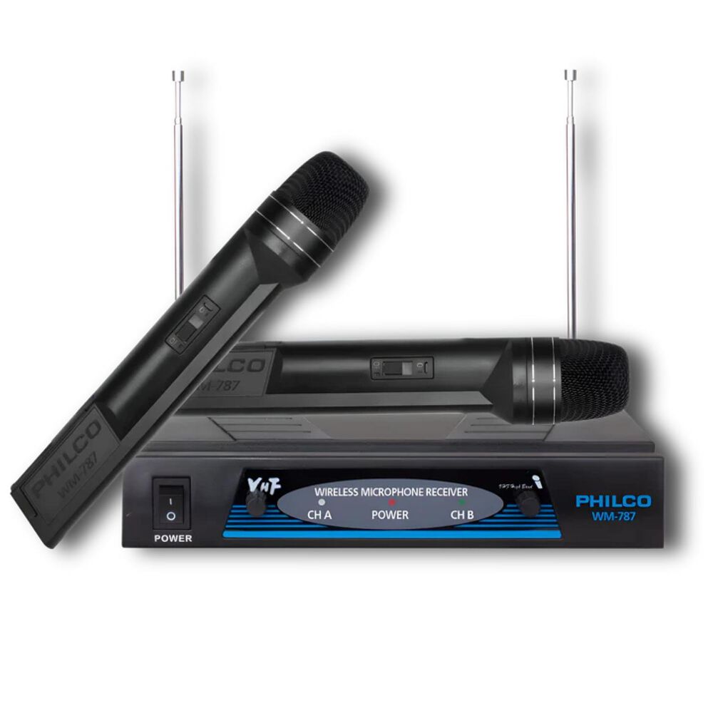 Pack 2 Microfonos Inalambricos 2 Calanes Vhf Wm787 image number 0.0