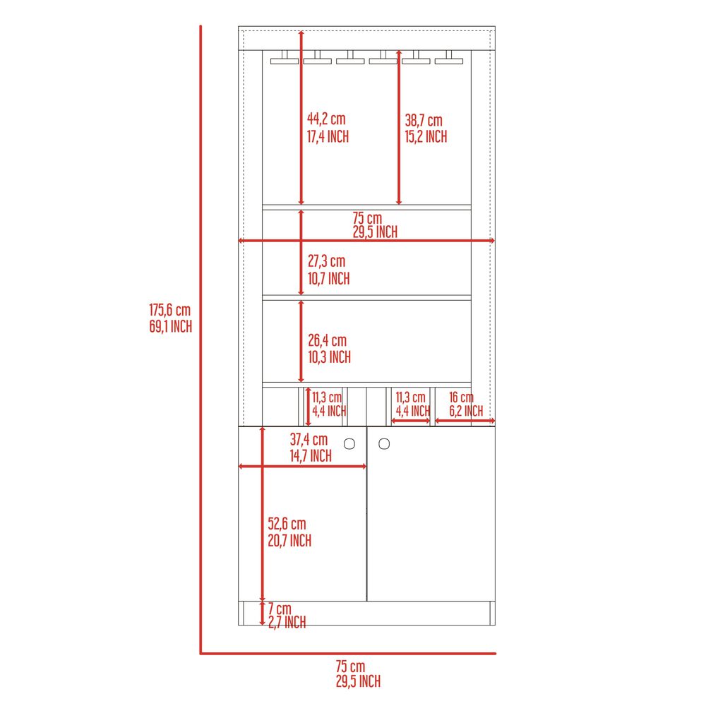 Bar Alto 5 Botelleros Y Portacopas Fm-003c - Cafe Oscuro Y Negro image number 7.0