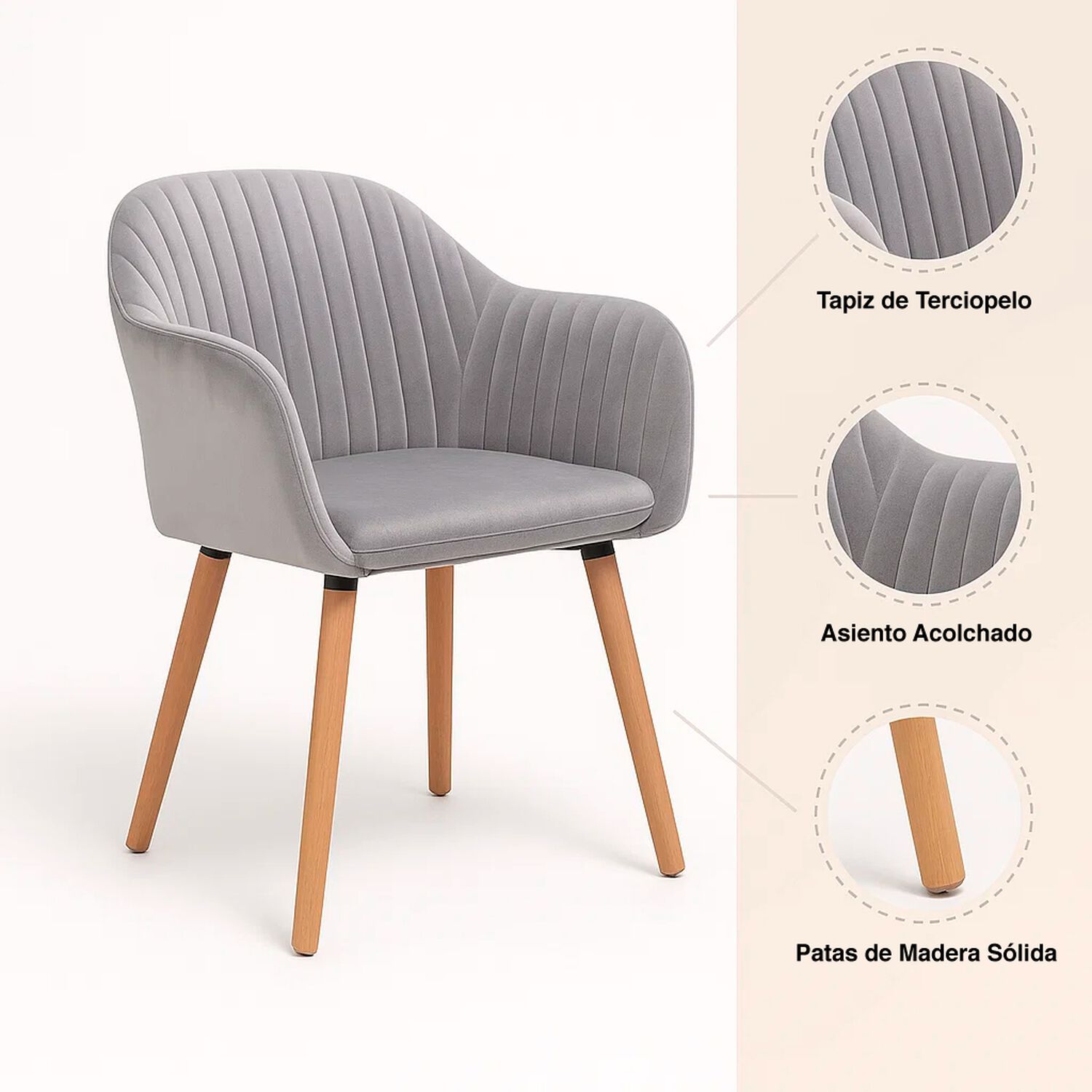 Pack De 2 Butacas Sitiales Poltronas Diamante Terciopelo - Gris image number 4.0
