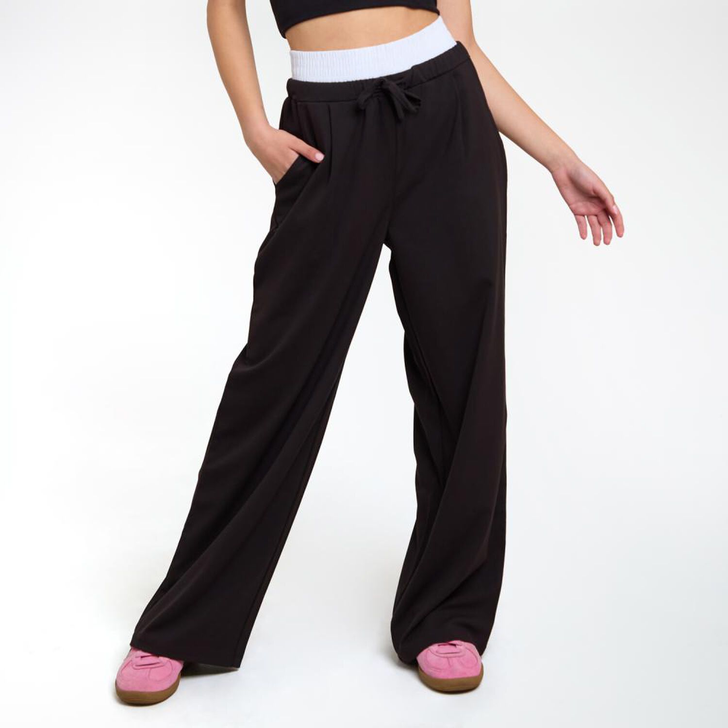 Pantal&oacute;n Doble Pretina Y Amarras Tiro Medio Relax Mujer Freedom image number 0.0