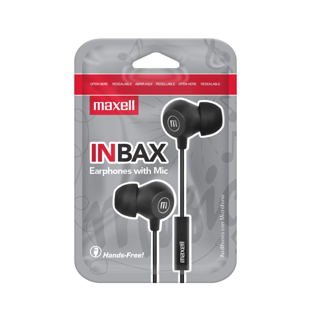 Aud&iacute;fonos Maxell In-bax Con Micr&oacute;fono In Ear 3.5mm Negro image number 1.0