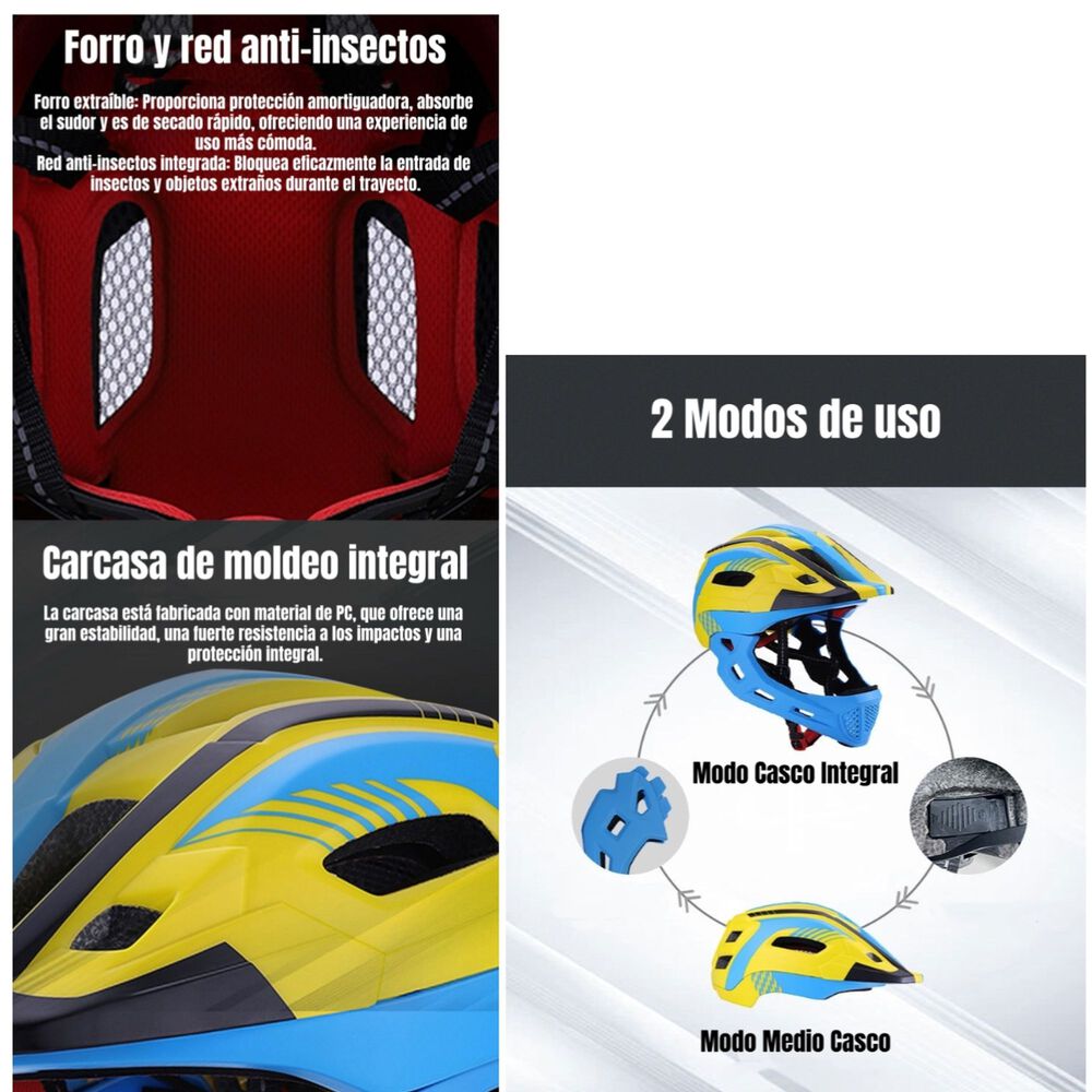 Casco Integral Infantil Bici 2 En 1 Con Luz Neue Lubabycas image number 5.0