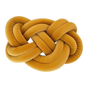 Cojin Trenzado Decorativo Elegate De Terciopelo Amarillo Ct1-6