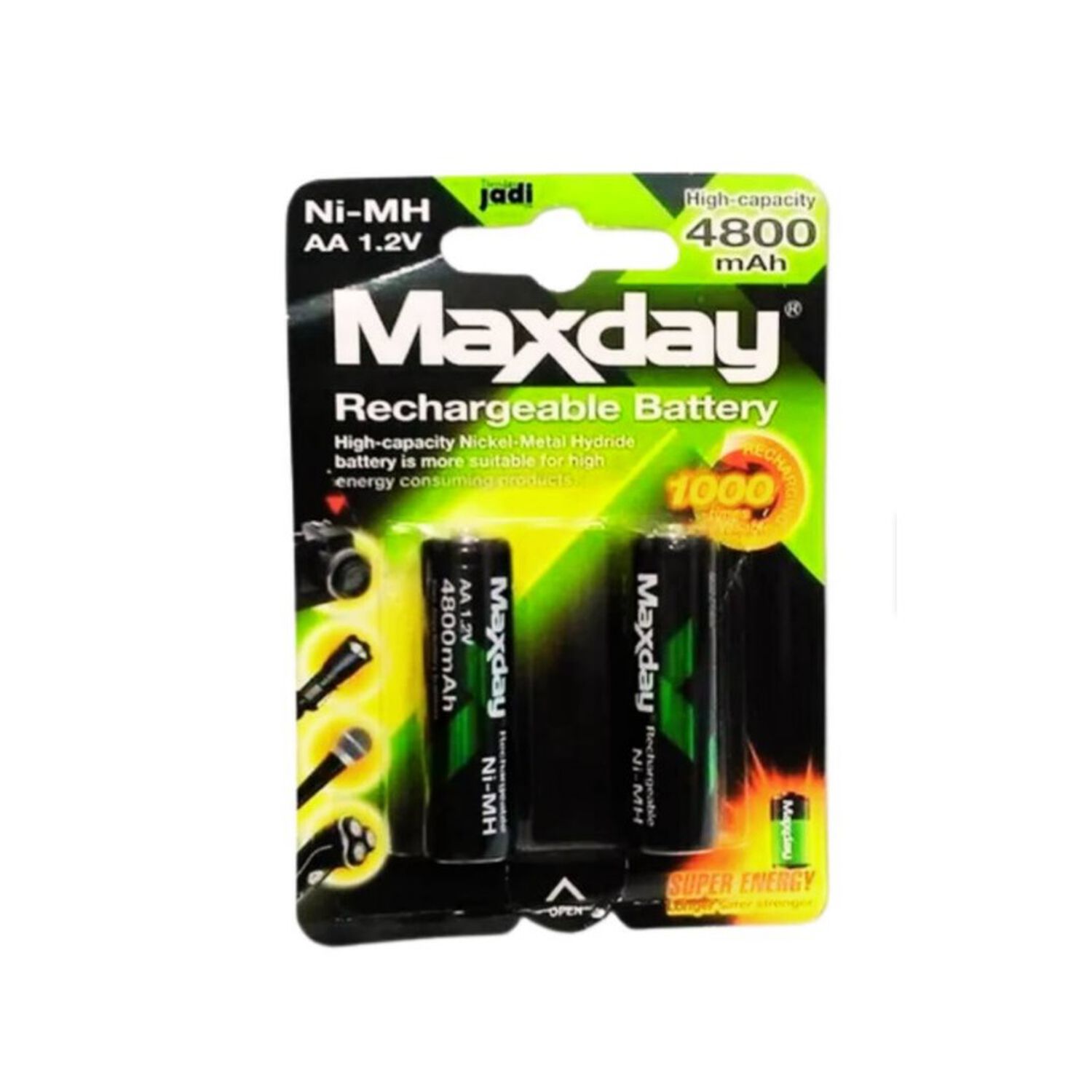 Pilas Baterias Recargables De Litio Niquel Aa Maxday 4800mah Pack 2 Unidades image number 1.0