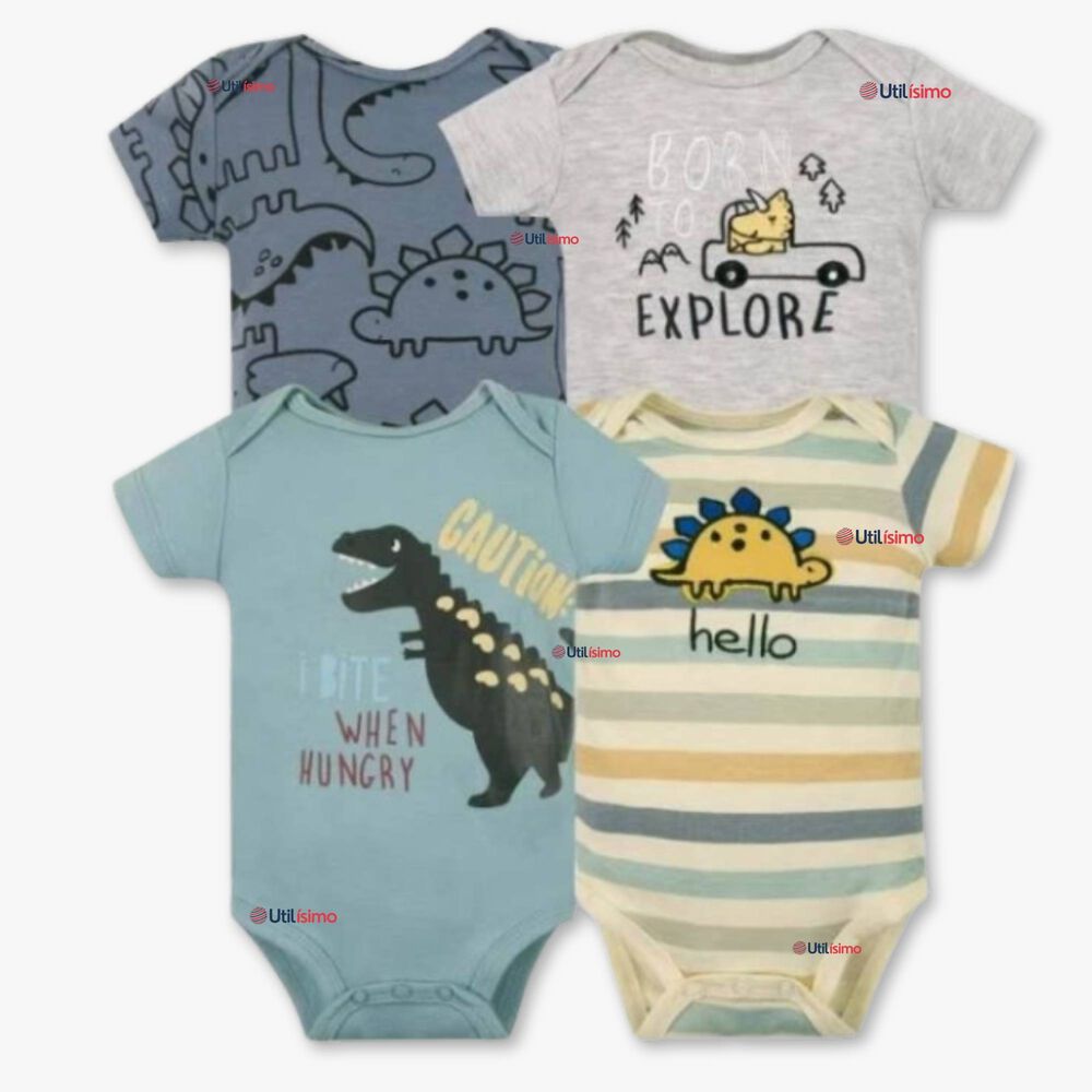 Pack 4 Bodys Ni&ntilde;o Manga Corta Tedmimak 100% Algod&oacute;n Ready For Fun image number 0.0