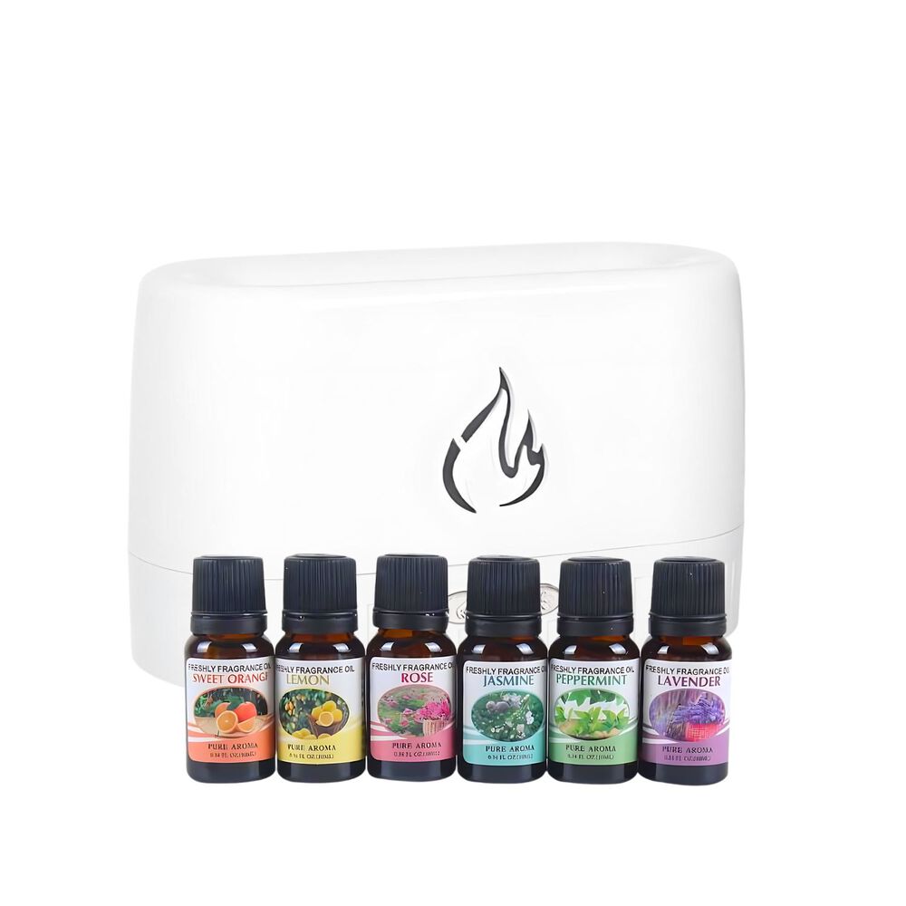 Pack Humidificador Blanco Efecto Llamas + 6 Esencias image number 0.0