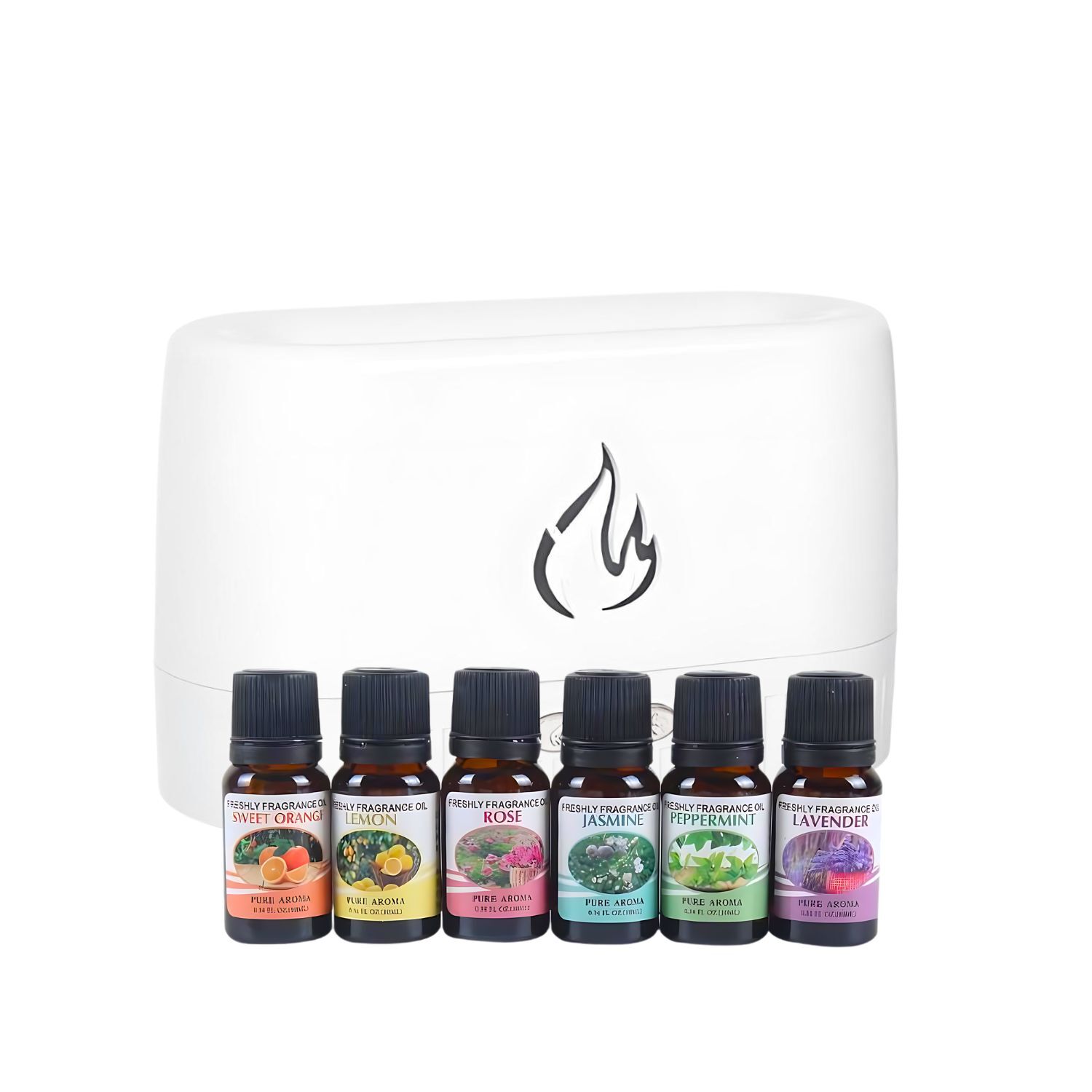 Pack Humidificador Blanco Efecto Llamas + 6 Esencias image number 0.0