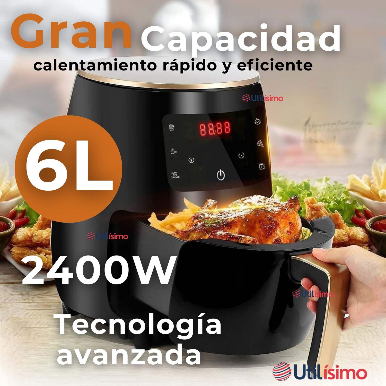 Freidora De Aire Digital 6 Litros 2400w Air Fryer Premium image number 4.0
