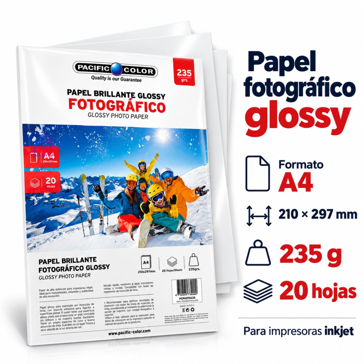 Papel Fotogr&aacute;fico A4 235g 20 Hojas Inkjet Brillante - Ps image number 1.0