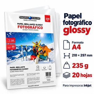 Papel Fotogr&aacute;fico A4 235g 20 Hojas Inkjet Brillante - Ps