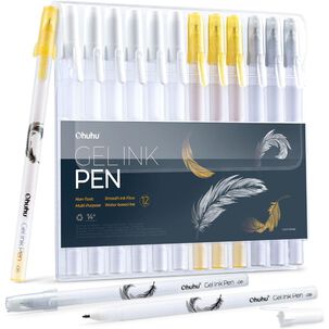 Ohuhu 12 Bolígrafos De Gel Dorados, Plateados Y Blancos