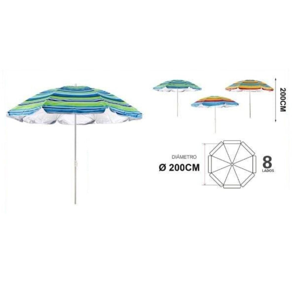 Sombrilla 2 Mts Diametro Playa Camping Diseño Rayas Colores Variados image number 0.0
