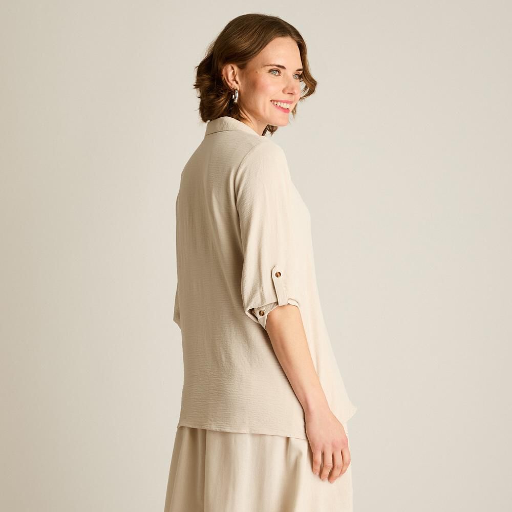 Blusa Manga 3/4 Cuello Camisero Mujer Lorenzo Di Pontti image number 2.0