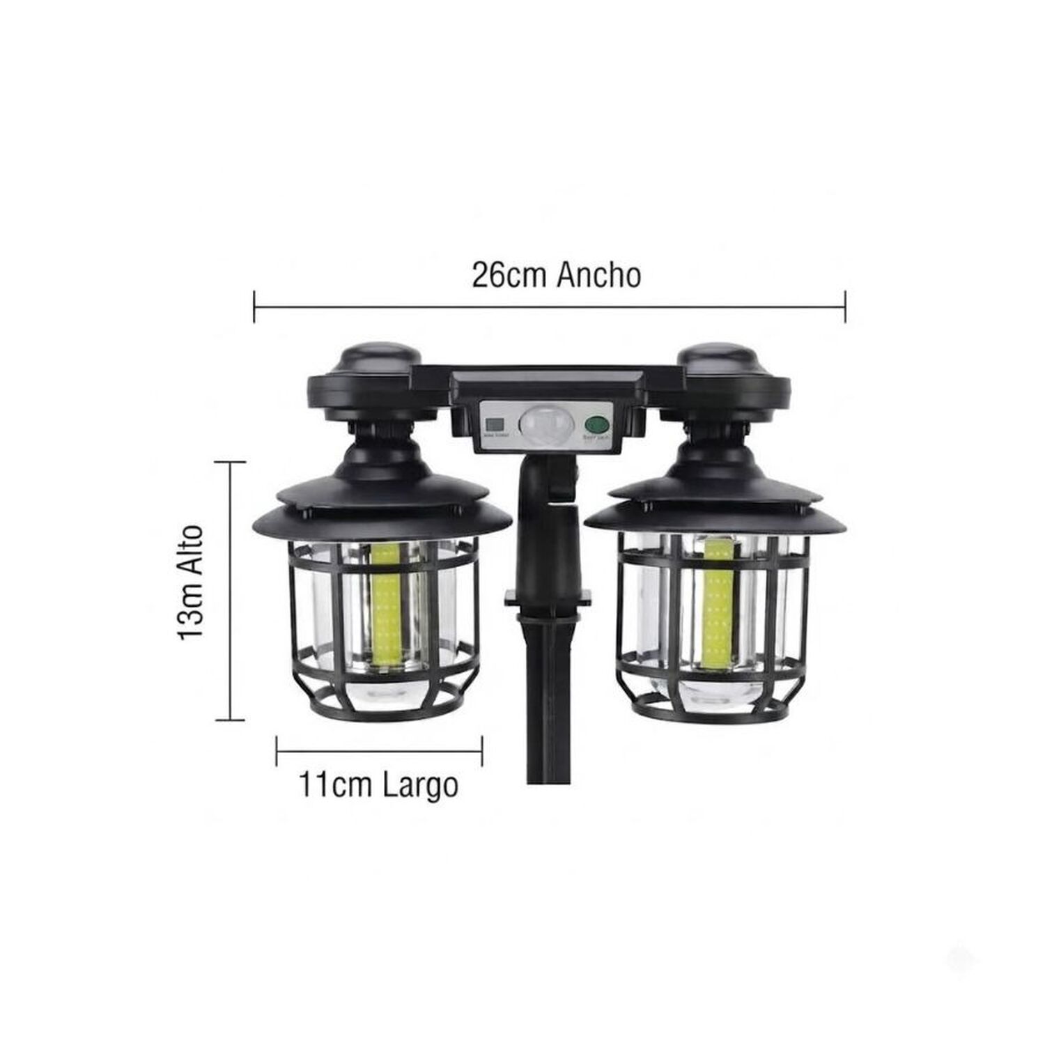 Foco Solar Exterior Doble Sensor Movimiento Estaca Pared image number 6.0