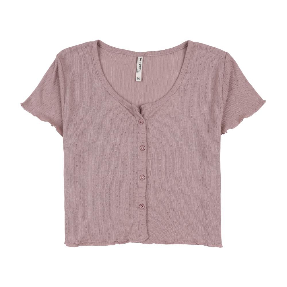 Polera Canal Con Botones Manga Corta Cuello V Mujer Freedom image number 0.0
