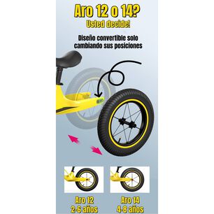 Bicicleta De Equilibrio Convertible Aro 12 Y 14 Negra