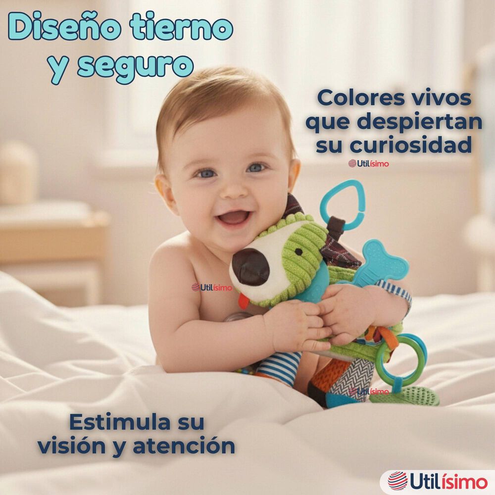 Juguete Peluche Animales Sensorial Con Mordedor Y Sonajero Dise&ntilde;o Perrito Ni&ntilde;a Y Ni&ntilde;o image number 5.0