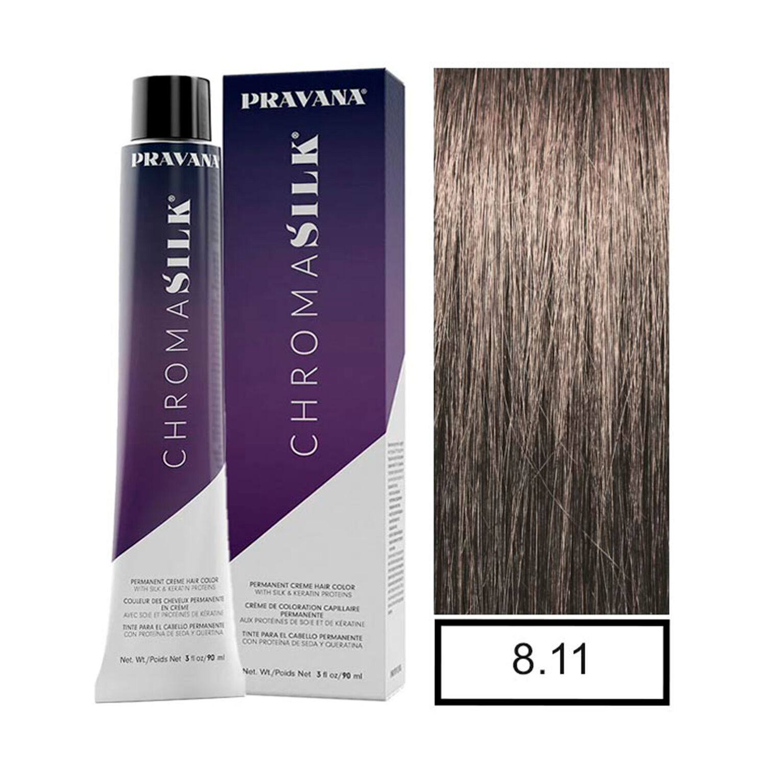 Pravana - Tintura Permanente Chromasilk Rubio Claro Cenizo Intenso 8.11 90ml + Oxidante image number 0.0