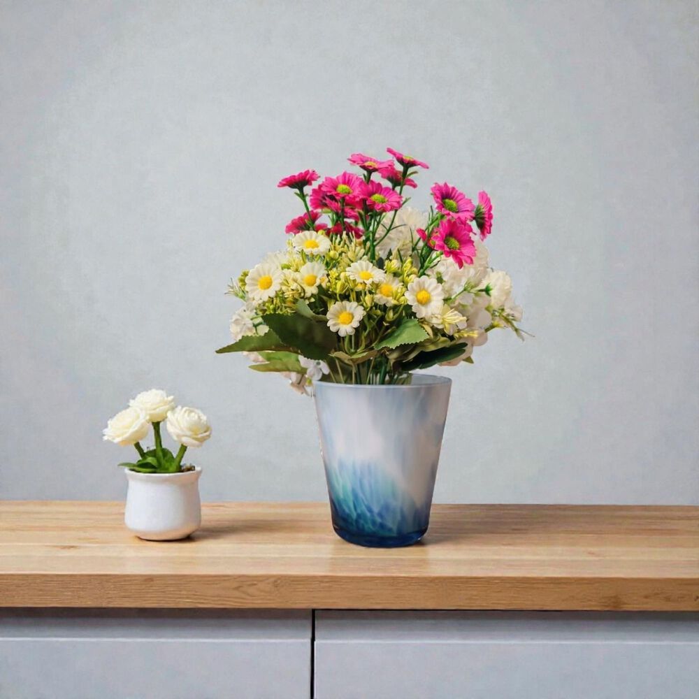 Florero De Vidrio Fabricado En Polonia 16 Cm Celeste image number 3.0