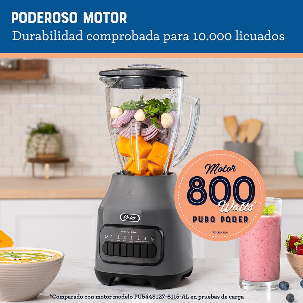 Licuadora Oster Vaso De Vidrio 6 Velocidades + Pulso Blstpeggpb image number 2.0