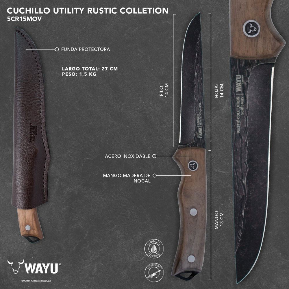 Cuchillo Utiliy Con Funda Rustic Colecction Wayu image number 1.0