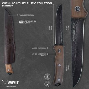 Cuchillo Utiliy Con Funda Rustic Colecction Wayu