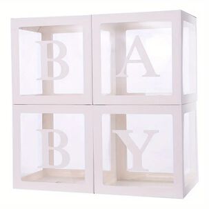 Set 4 Cajas Cubo Para Decoración De Baby Shower Revelacion