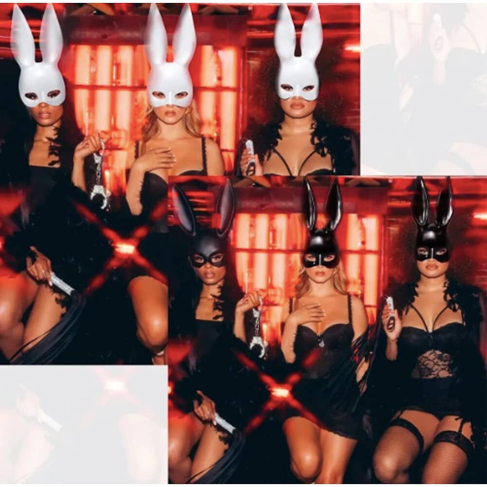 M&aacute;scara Orejas De Conejo Playboy Pareja Blanco+negro Kit 2pz image number 2.0