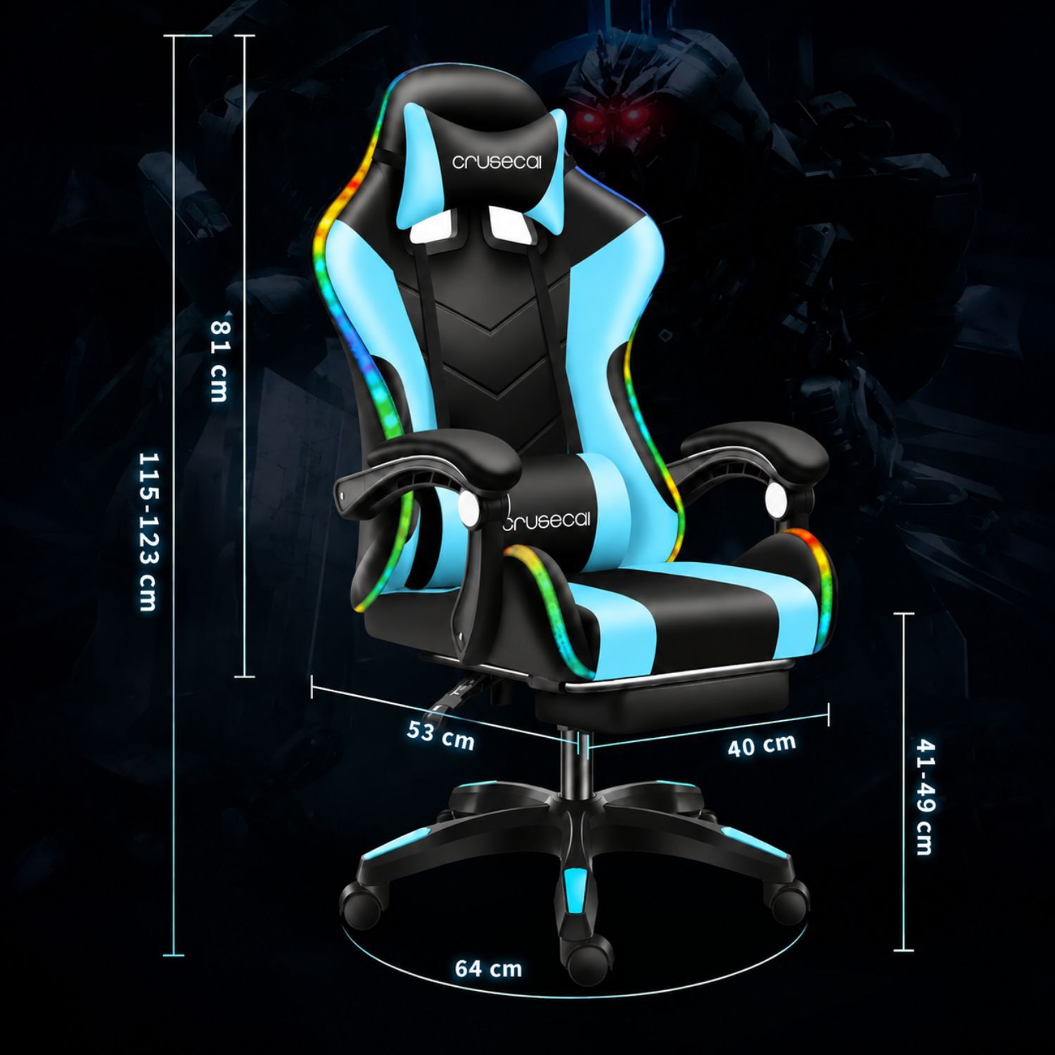Silla Gamer Con Luz Rgb Reposapi&eacute;s Y Masajeador Reclinable image number 2.0