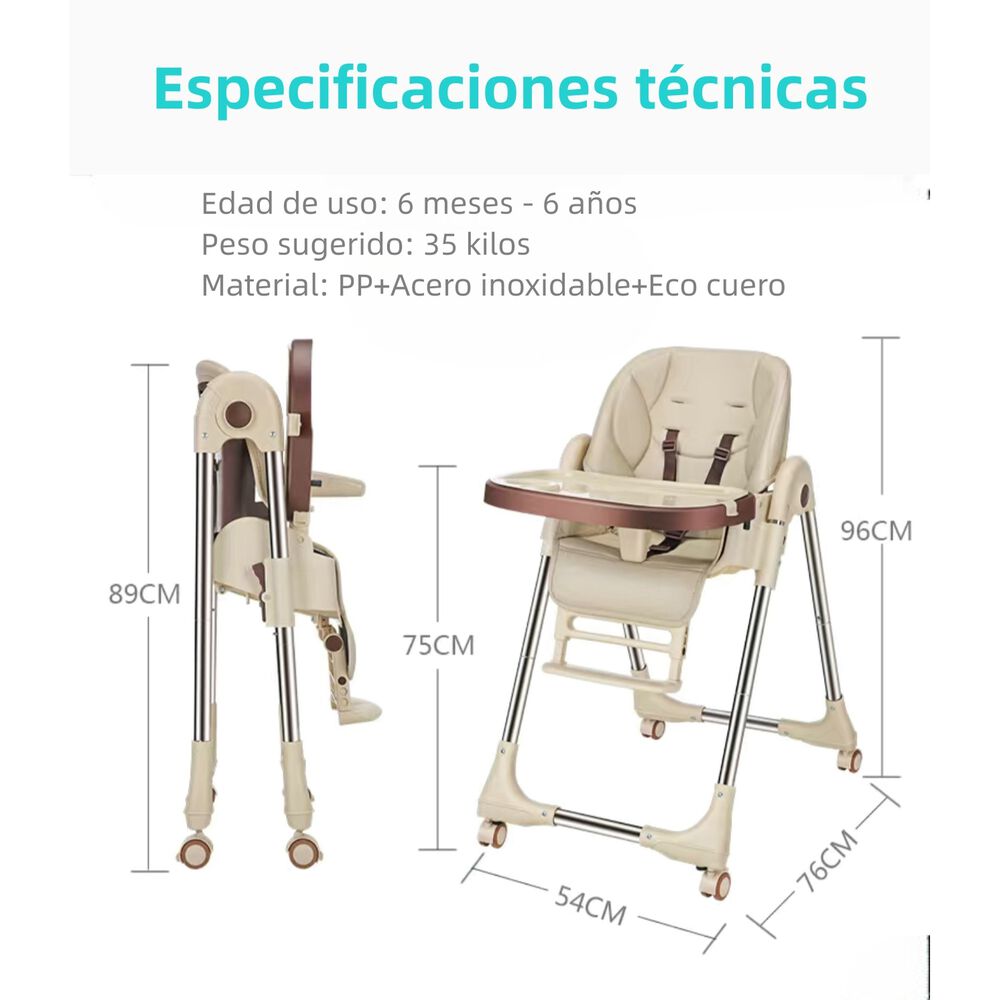 Silla De Comer Multiposiciones Plegable Verde Lubabycas image number 3.0