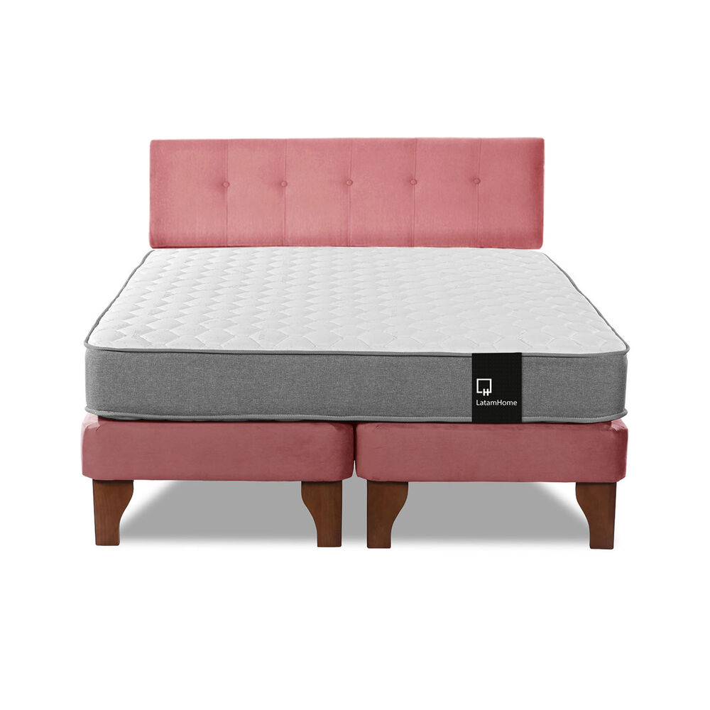 Cama Europea Zen Best Tela Velvet Palo Rosa 2 Plazas + Respaldo image number 3.0