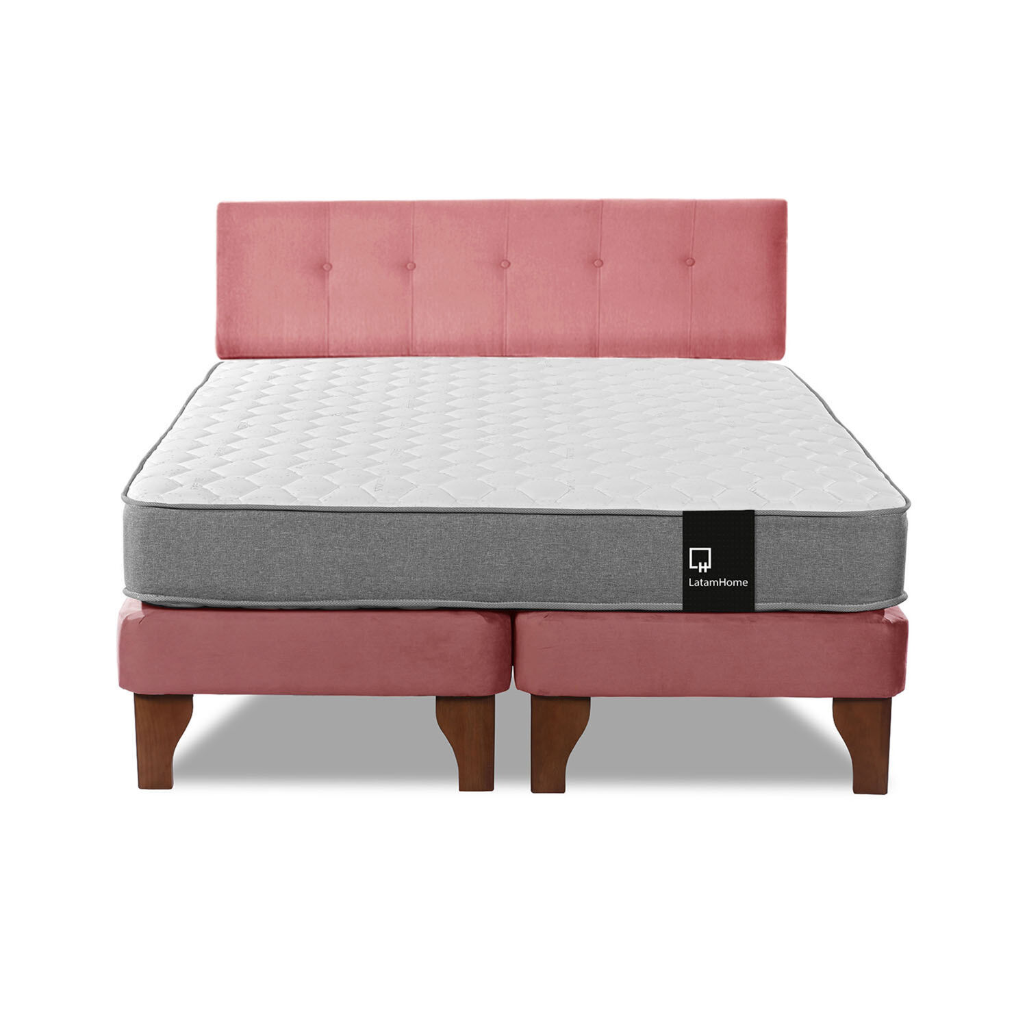 Cama Europea Zen Best Tela Velvet Palo Rosa 2 Plazas + Respaldo image number 3.0