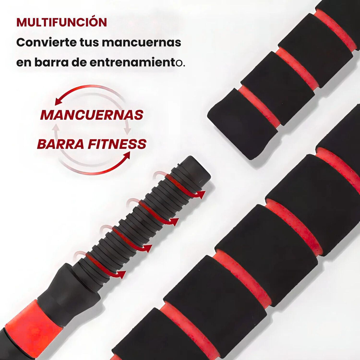Set Mancuernas 20 Kg 5 En 1 Barra Z Extensor Rojo image number 3.0