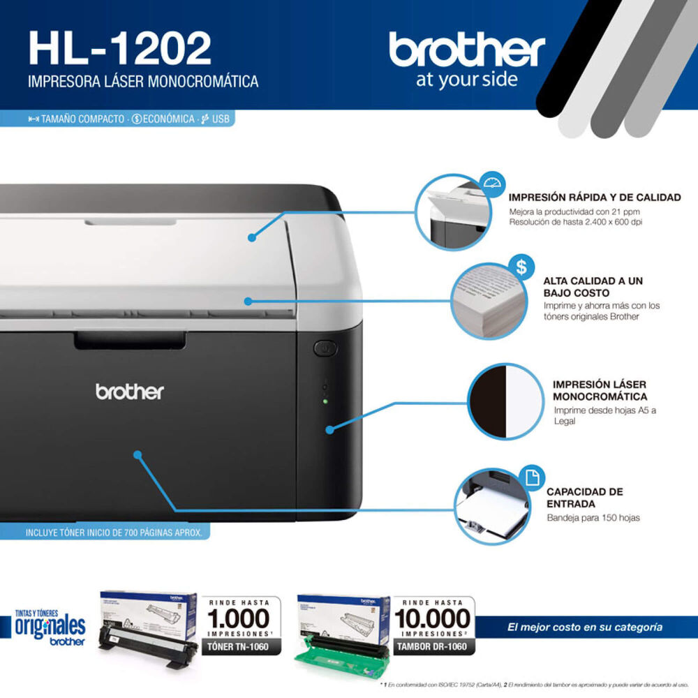 Impresora Laser (negro) - Brother Hl-1202 - 21 Ppm - Usb 2.0 Nueva image number 2.0