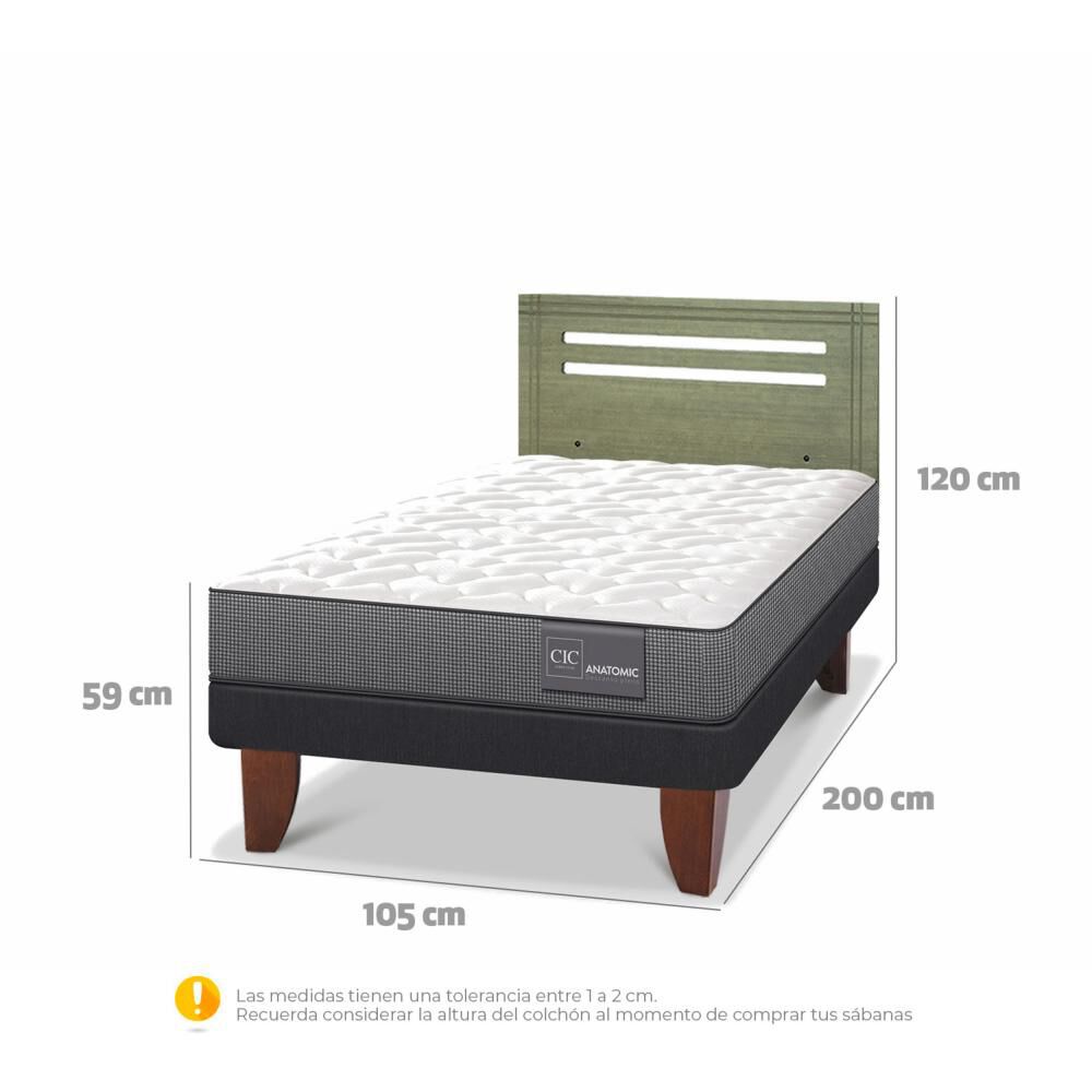 Cama Europea Cic Anatomic / 1.5 Plazas / Base Normal + Respaldo image number 4.0