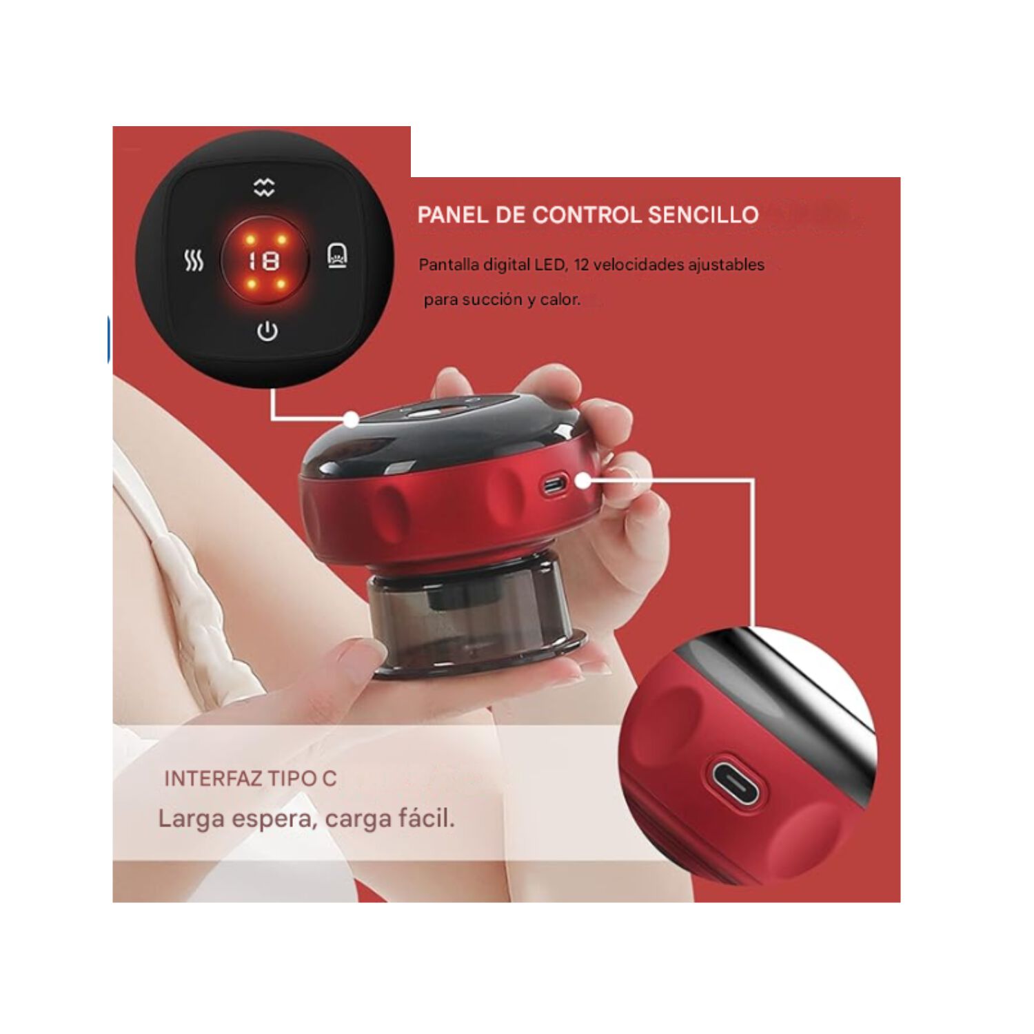 Masajeador El&eacute;ctrico Con Ventosa Para El Cuerpo Alivia Dolor image number 4.0