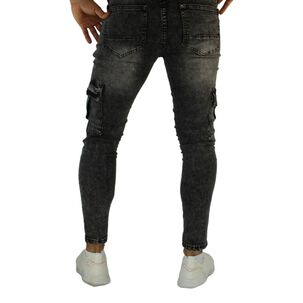 Jeans Cargo Skinny Rasgado Gris