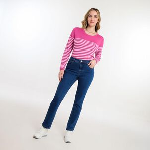 Sweater Listado Manga Larga Cuello Redondo Mujer Geeps