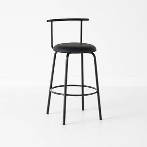 Taburete Oslo Metal Y Cuero Sint&eacute;tico - Negro