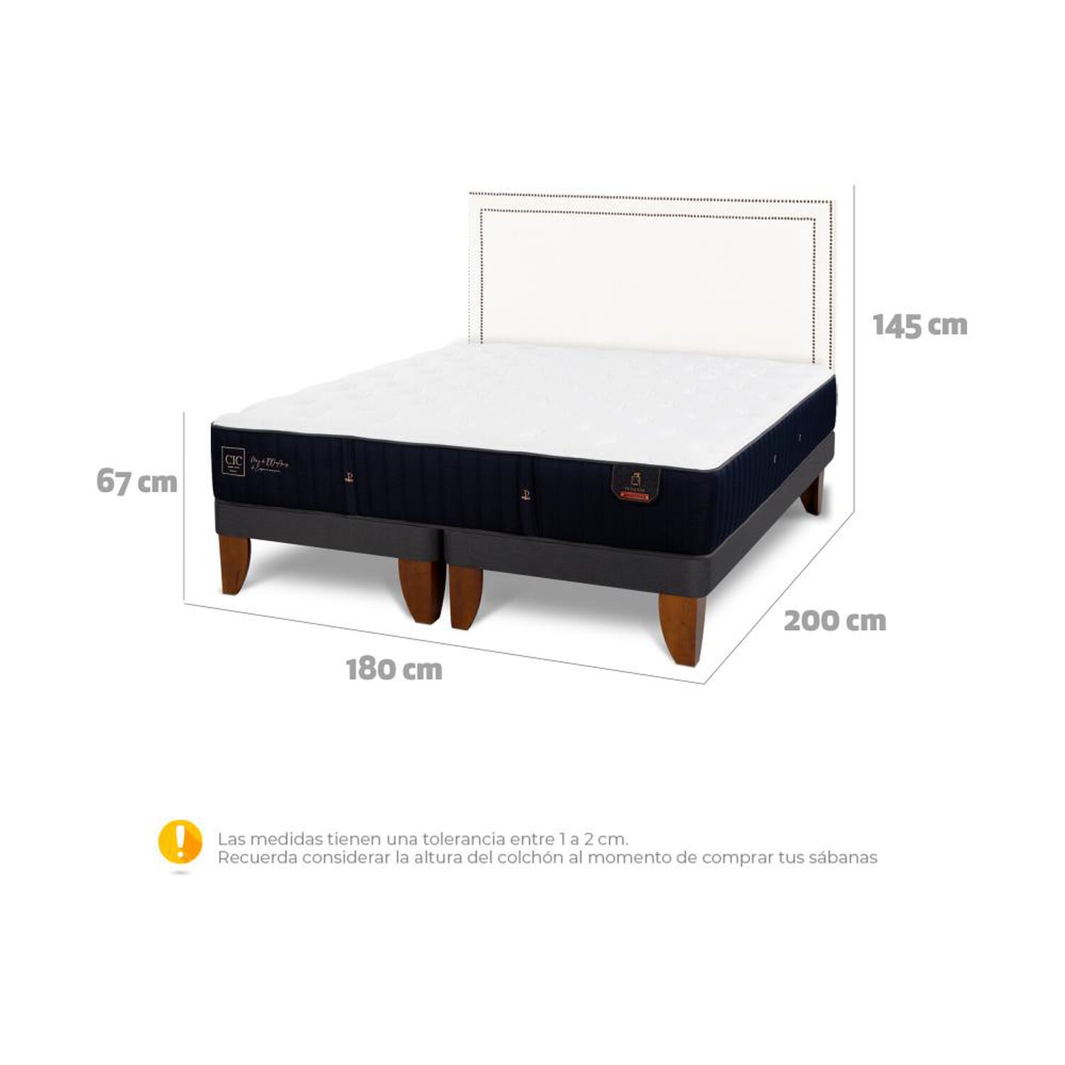 Cama Europea Cic Premium / King / Base Dividida + Respaldo image number 5.0