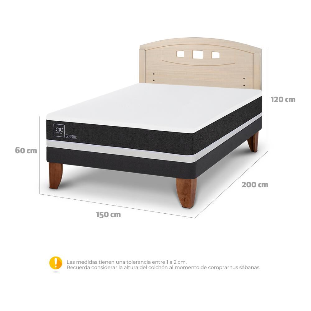 Cama Europea Cic Ortopedic / 2 Plazas / Base Normal + Respaldo image number 4.0