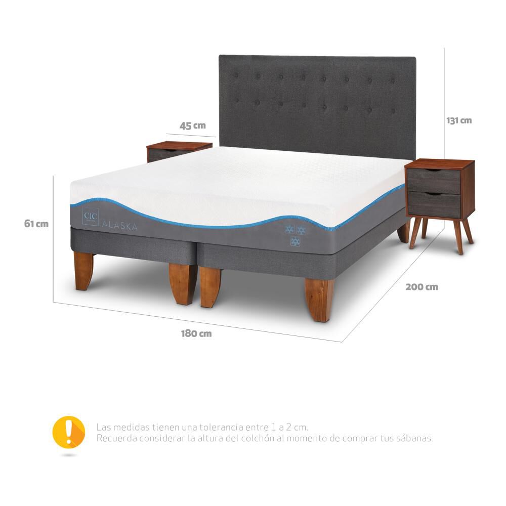 Cama Europea Cic Alaska / King / Base Dividida + Set De Maderas image number 2.0