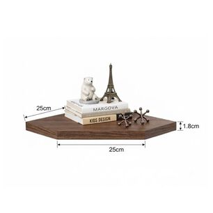 Repisa De Esquina Flotante Minimalista Organizador Nogal Oscuro 25cm