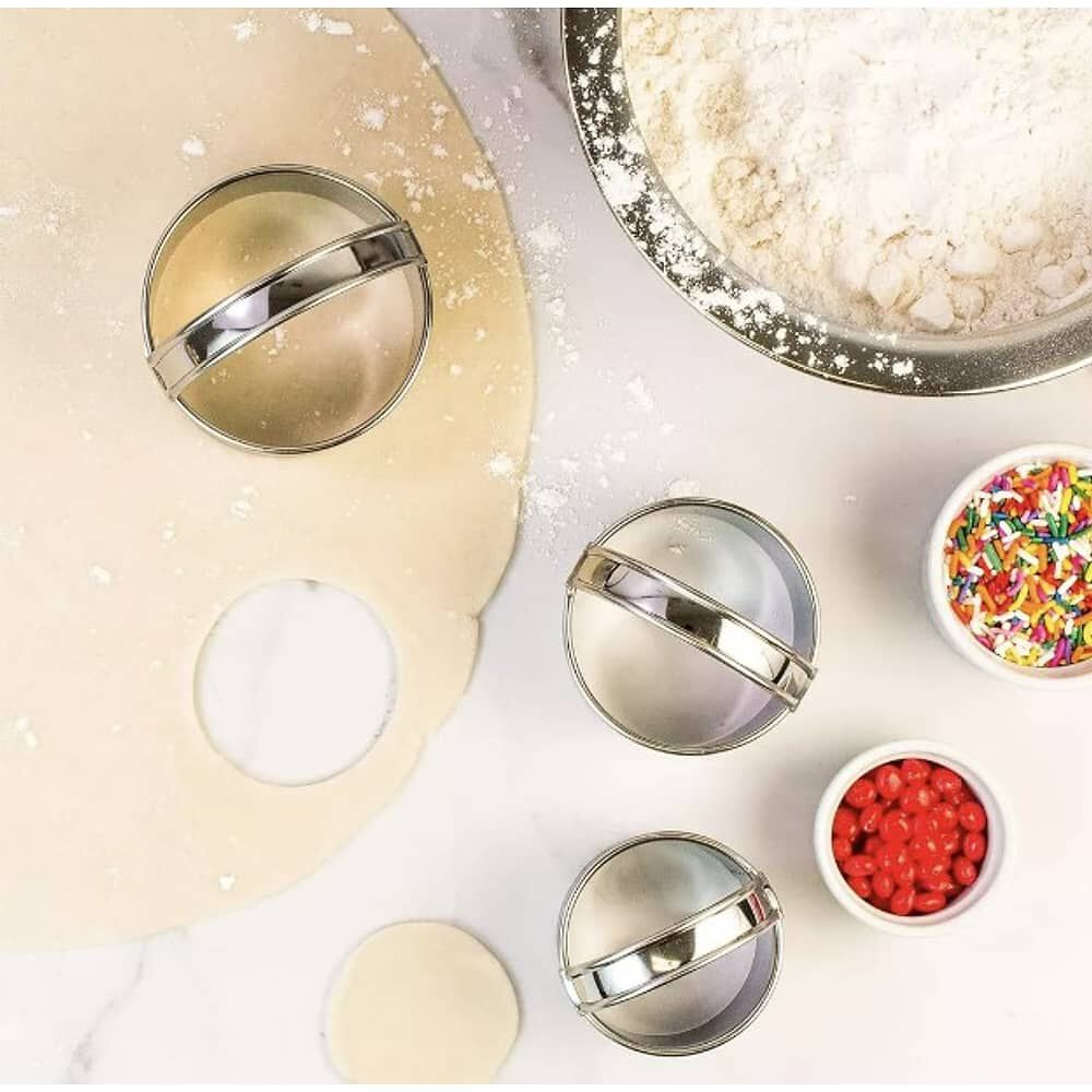 3 Moldes Cortador De Galletas Redondo Con Asas De Acero Inoxidable image number 2.0