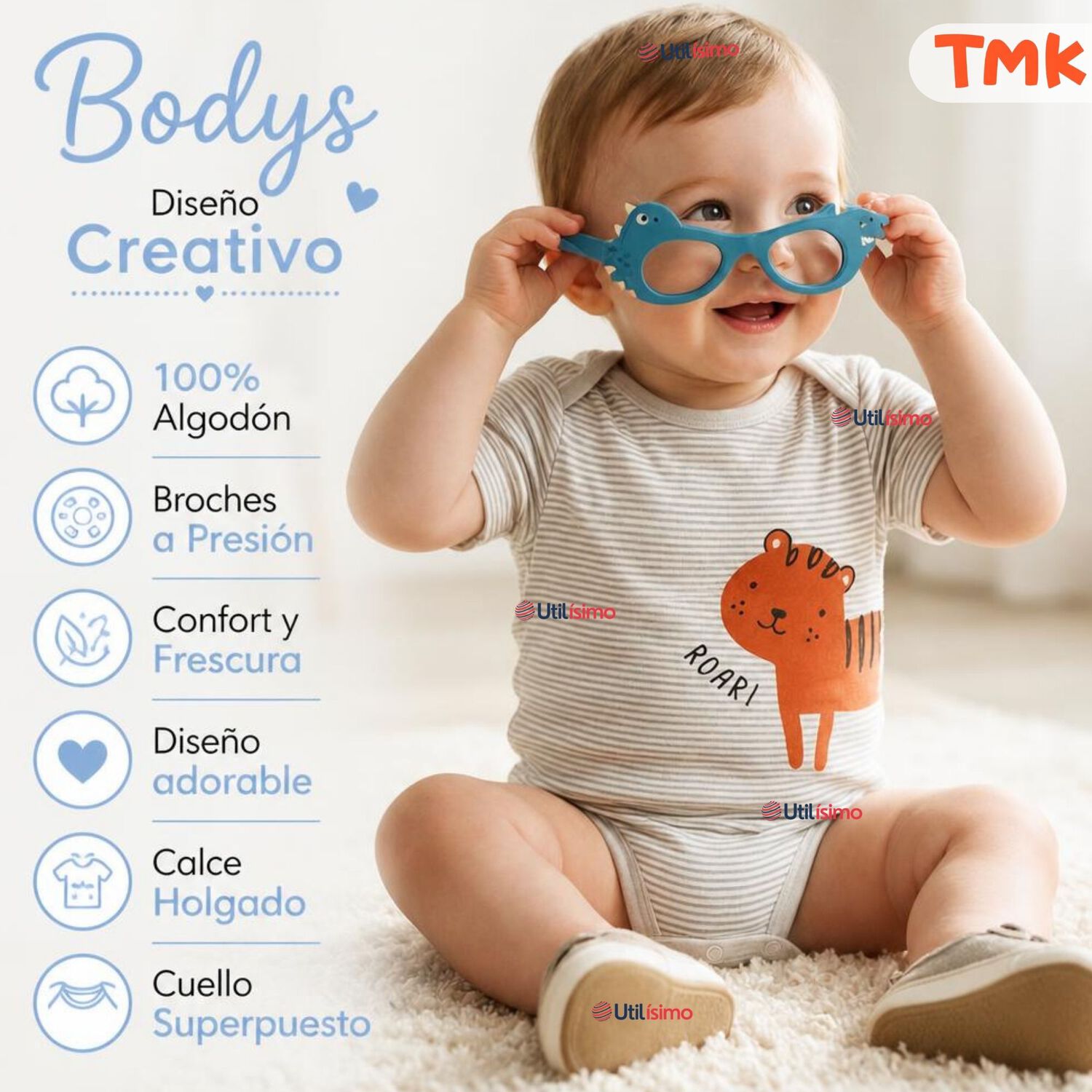 Pack 5 Bodys Manga Corta 100% Algod&oacute;n Tedmimak Ni&ntilde;o Jungle Crew image number 3.0