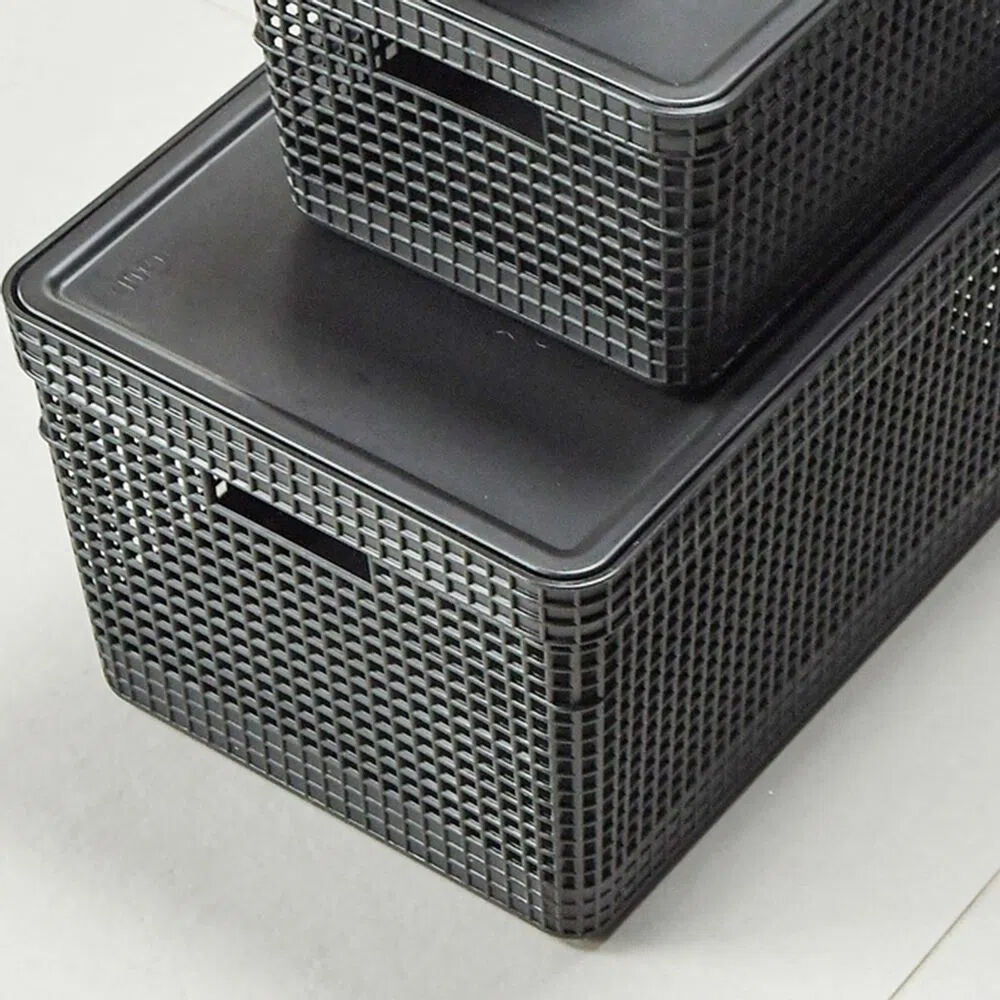 Cesta Organizadora Grid Con Tapa 20 L Negro image number 1.0